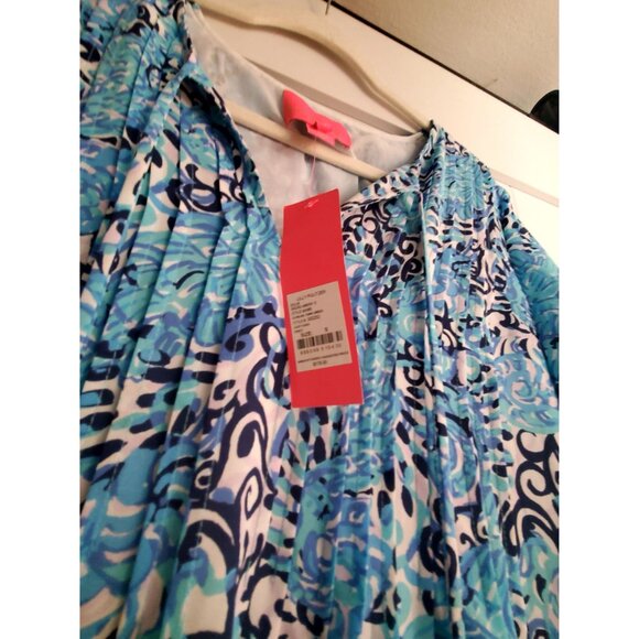 Lilly Pulitzer Blue/White Printed Tunic Dress W/ Tassel Details - S - Picture 7 of 11